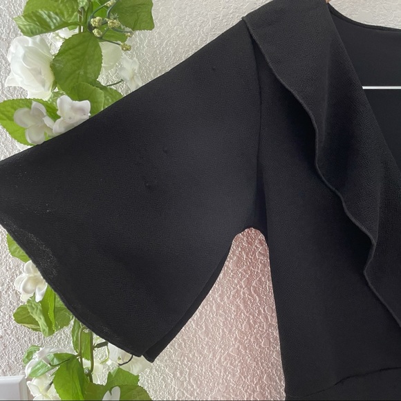 Prettylittlething Black Frill Detail Wrap Dress - Picture 7 of 9